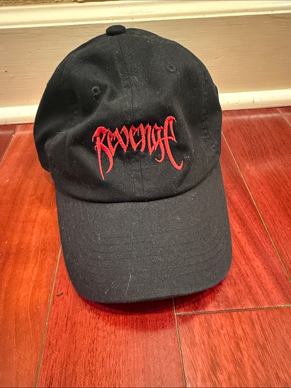 Revenge Clothing Black Baseball Cap with Red Logo